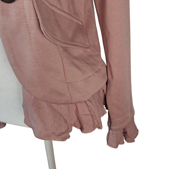 Dusty Rose Pink Fashion Jacket Ruffles Feminine Romantic Girly Military Style - Picture 6 of 9